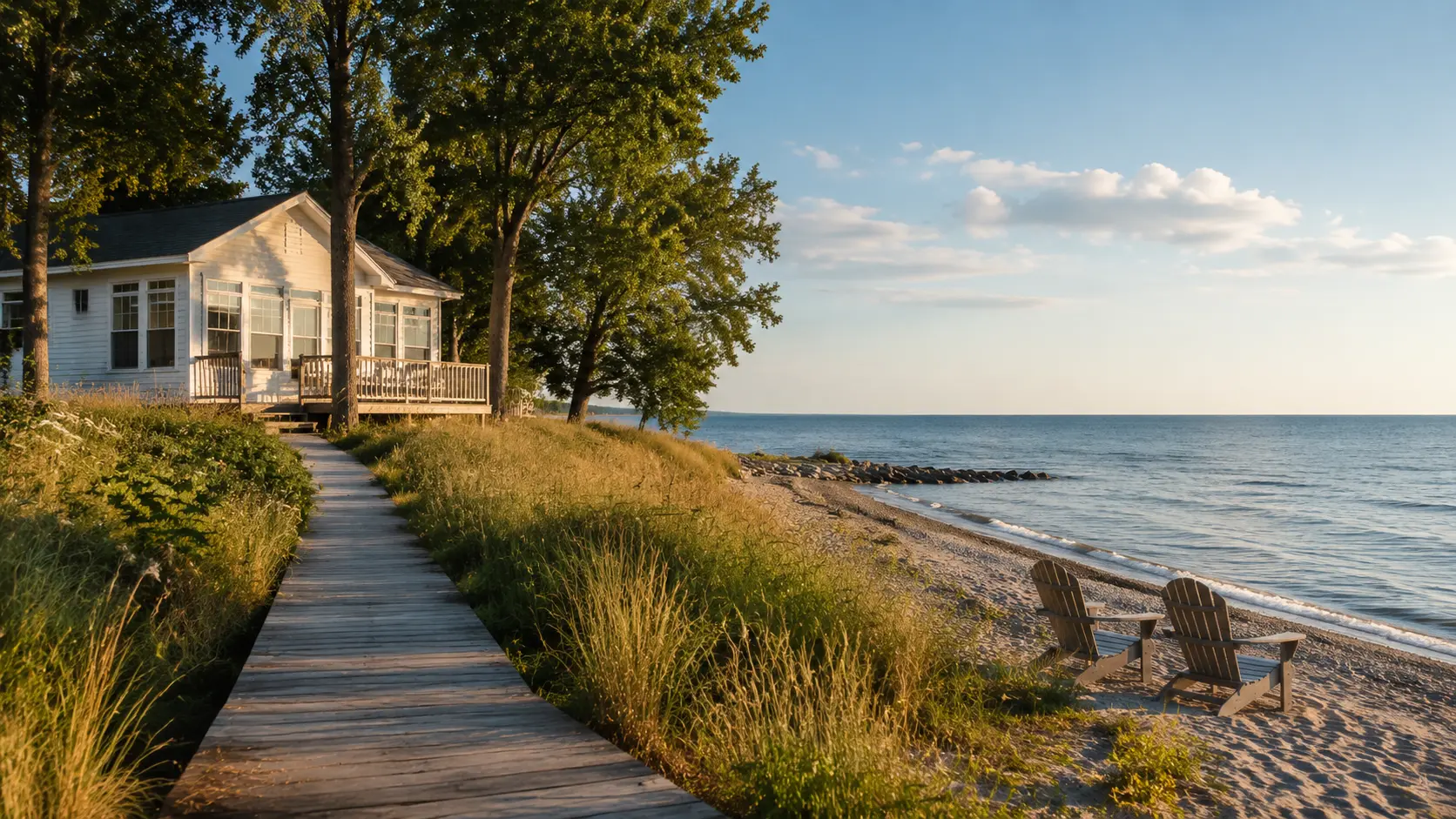 Beachfront Cottages on Lake Erie: Private Beach Access in Madison, Ohio